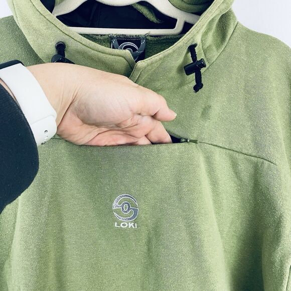 🍒 Loki Gear Women's Oversized Boxy Facemask Glove Hoodie Sweatshirt Green XS‎ - Picture 4 of 13